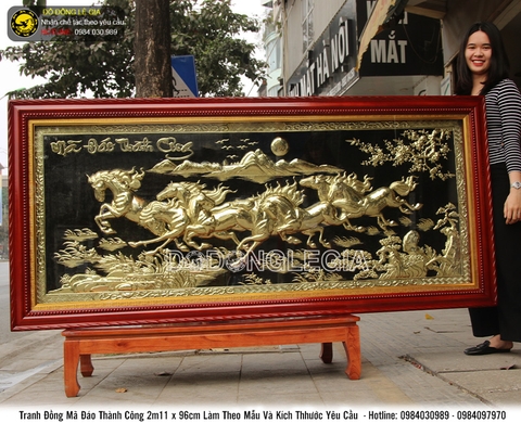 Tranh mã đáo thành công đồng vàng khổ 2m11