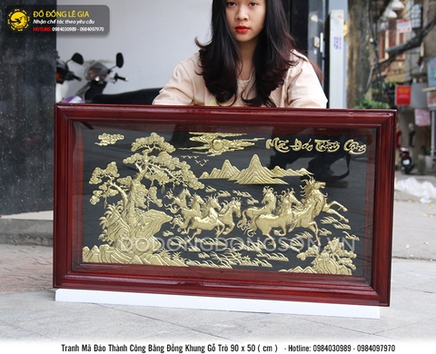 Tranh bát mã bằng đồng 90x50 cm