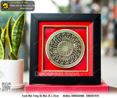 Tranh mặt trống đồng ăn mòn 25x25cm