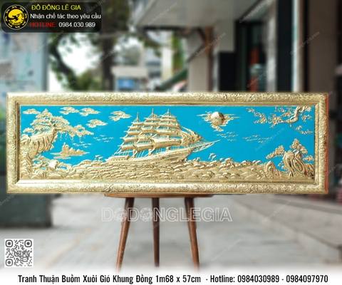 Tranh Thuận Buồm Xuôi Gió khung đồng 1m68 x 57cm