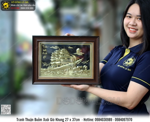 Tranh Thuận Buồm Xuôi Gió Bằng Đồng 27 x 37cm