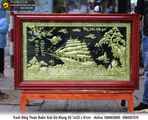 Tranh thuận buồm xuôi gió bằng đồng 1m33x81cm