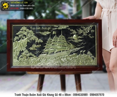 Tranh Thuận Buồm Xuôi Gió khung gỗ 48 x 88cm