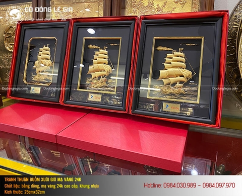 Tranh thuyền buồm mạ vàng 24k làm quà tặng