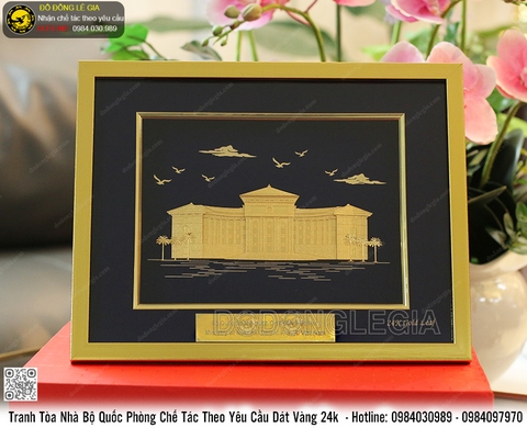 Lô Tranh Tòa Nhà Bộ Quốc Phòng Chế Tác Theo Yêu Cầu Dát Vàng 24k