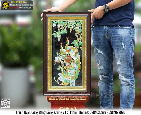 Tranh Uyên Ương Bằng Đồng Khung 71 x 41cm