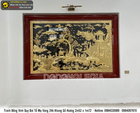Tranh vinh quy bái tổ mạ vàng 24k KT 2m52x1m72