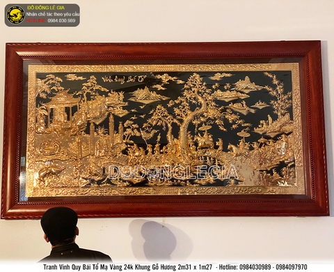 Tranh đồng Vinh quy bái tổ bằng đồng mạ vàng 24k