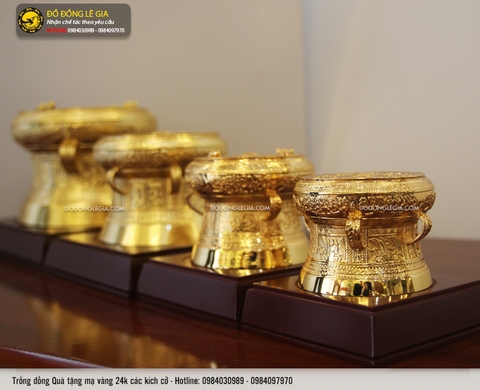 Trống đồng quà tặng mạ vàng 24k cao cấp các kích thước