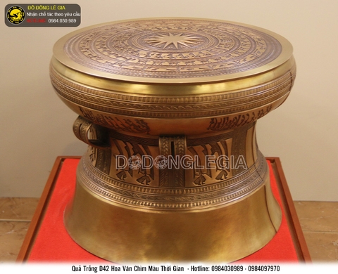 Quả trống đường kính 42cm hoa văn chìm màu thời gian