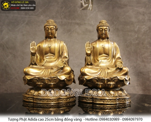 Tượng phật A Di Đà bằng đồng cao 25 cm