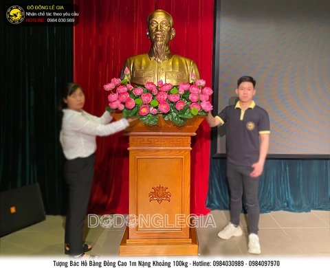Tượng Bác Hồ bằng đồng đỏ cao 1m 