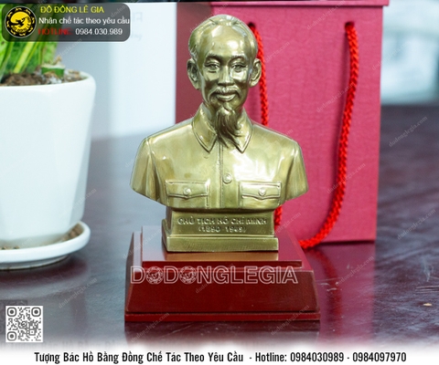Tượng Bác Hồ Bằng Đồng Vàng Cao 42cm