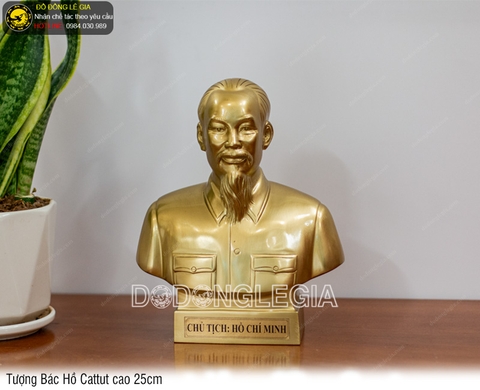 Tượng Bác Hồ bằng đồng cattut cao 25cm