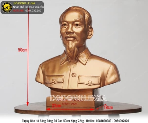 Tượng Bác Hồ cao 50cm bằng đồng đỏ