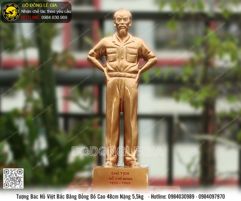 Tượng Bác Hồ Chiến Khu Bằng Đồng Đỏ Cao 48cm