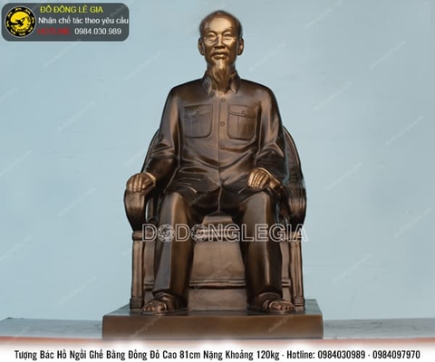 Tượng Bác Hồ Ngồi Ghế bằng đồng đỏ cao 81cm nặng 120kg