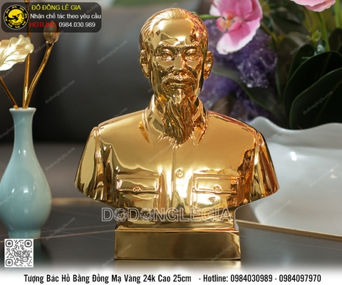 Tượng Bác Hồ Bằng Đồng Mạ Vàng 24k Cao 25cm