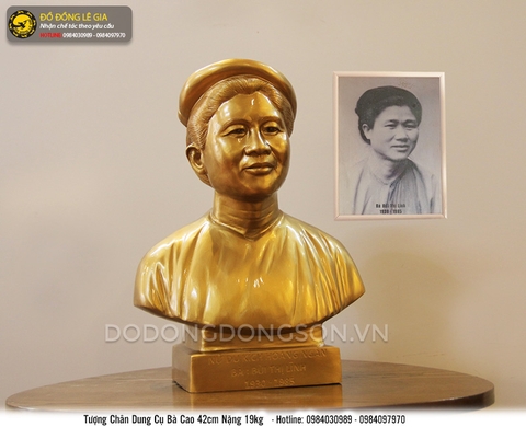 Tượng chân dung cụ bà bằng đồng đỏ cao 42 cm-03