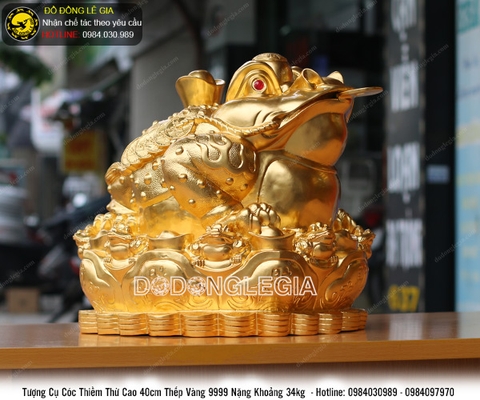 Tượng cụ cóc thiềm thừ cao 40cm thếp vàng 9999