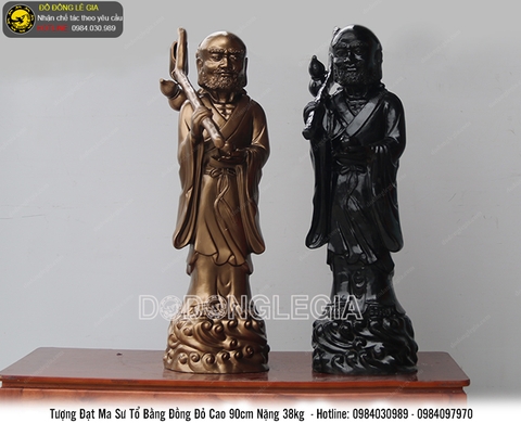 Tượng Đạt ma sư tổ bằng đồng đỏ cao 90cm