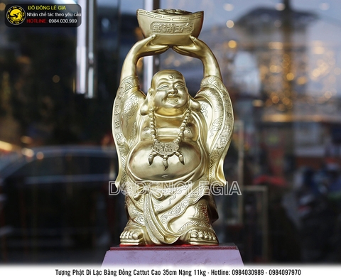 Tượng Phật di lặc đứng bằng đồng cattut cao 35cm