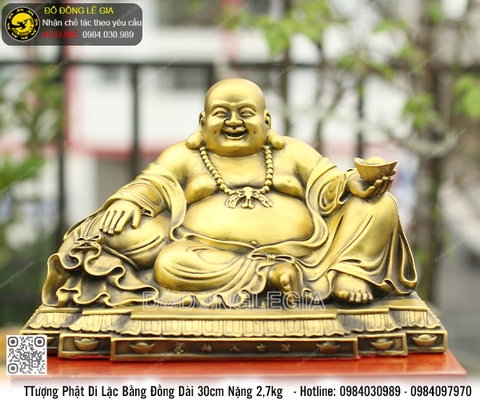 Tượng Di Lặc Bằng Đồng Dài 30cm Nặng 2,7kg