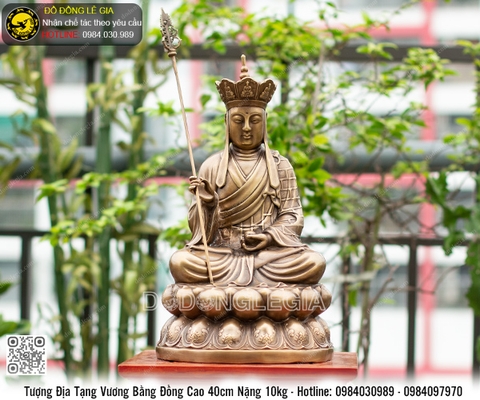 Tượng Địa Tạng Vương Bồ Tát Bằng Đồng Cao 40cm