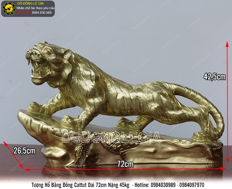 Tượng hổ bằng đồng cattut dài 72cm