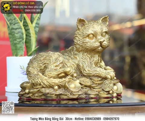 Linh vật mèo bằng đồng 24x30cm
