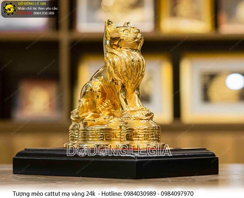 Tượng Mèo Cattut mạ vàng 24k Cỡ Lớn