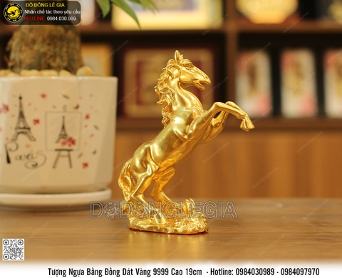 Tượng Ngựa bằng đồng dát vàng 9999 cao 19cm