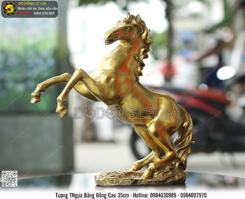 Tượng Ngựa Chiến bằng đồng cao 35cm