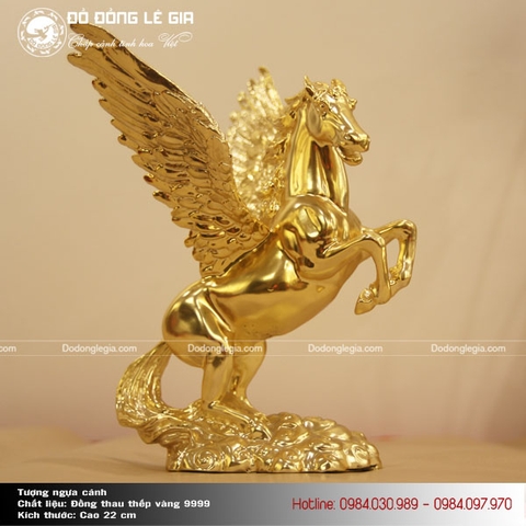 Tượng linh vật ngựa có cánh thếp vàng 9999