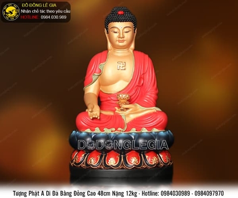 Tượng Phật a di đà bằng đồng cao 48cm hàng cao cấp