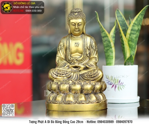 Tượng phật A Di Đà bằng đồng cao 29cm
