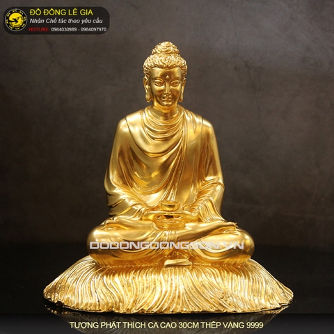 Tượng phật thích ca bằng đồng thếp vàng 9999