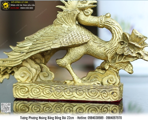Tượng Phượng Hoàng bằng đồng dài 22cm