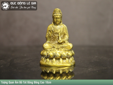 Tượng Quan Âm Bồ Tát Bằng Đồng Cao 10cm