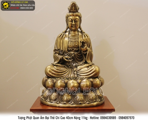 Tượng phật quan âm Đại Thế Chí bằng đồng thau cao 40cm
