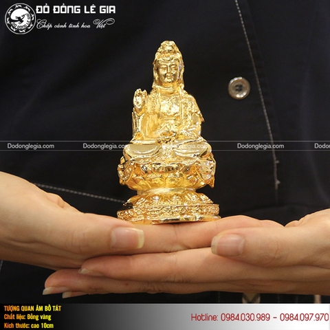 Tượng Phật Quan Âm bằng đồng mạ vàng 24k