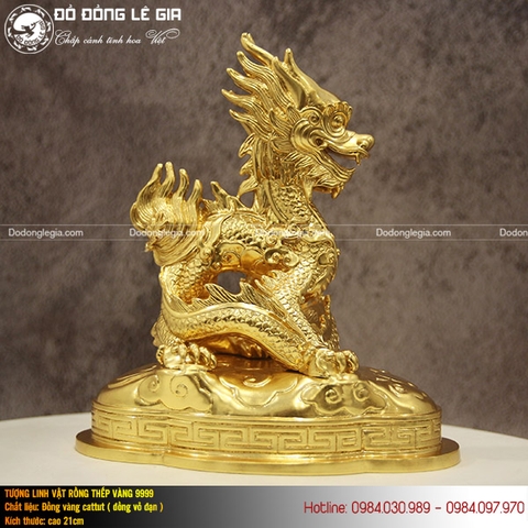 Tượng Rồng thời Nguyễn bằng đồng thếp vàng 9999