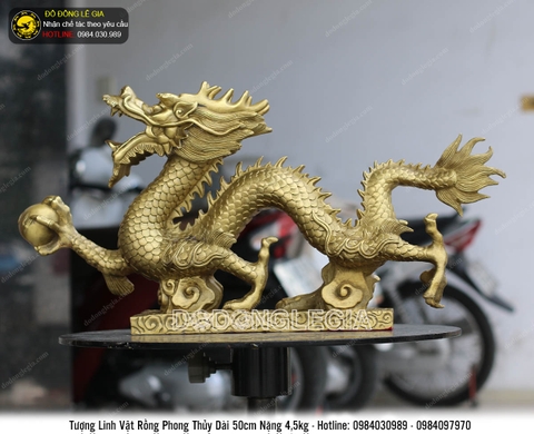 Tượng rồng phong thuỷ dài bằng đồng dài 50cm