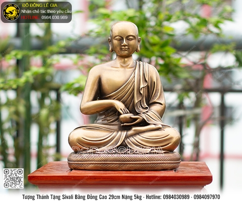 Tượng Thánh Tăng Sivali bằng đồng cao 39cm
