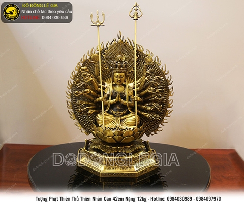Tượng thiên thủ thiên nhãn cao 42cm bằng đồng thau