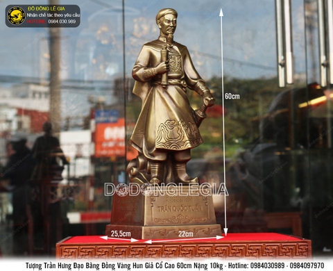 Tượng đồng Đức Thánh Trần bằng đồng thau hun giả cổ cao 60cm