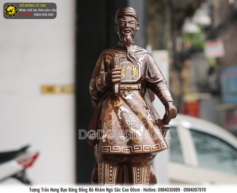 Tượng Trần Hưng Đạo bằng đồng khảm ngũ sắc cao 60cm