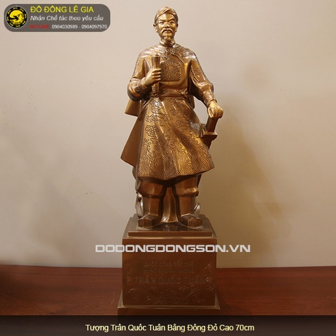 Tượng Trần Hưng Đạo bằng đồng đỏ cao 70cm