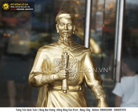 Tượng Đức Thánh Trần cao 81cm bằng đồng thau mẫu mới đẹp thần thái
