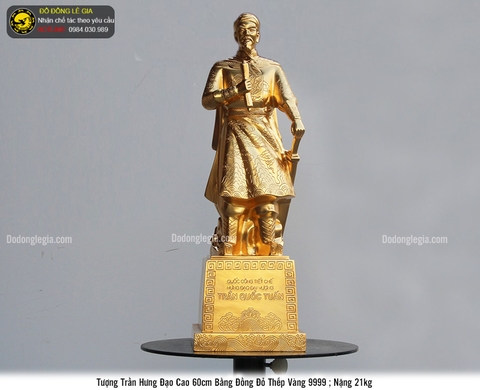 Tượng Trần Hưng Đạo bằng đồng thếp vàng 9999